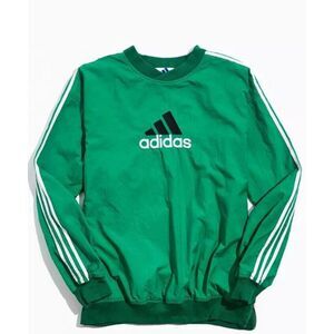 90's ADIDAS Men's L White Label 3 Strips Pullover Windbreaker Sweatshirt Jacket